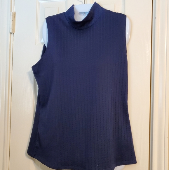 Melissa Paige Navy Mock turtleneck - Picture 1 of 10